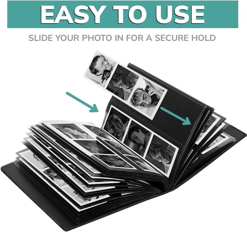 pbf PHOTO BOOTH FRAMES pbf Photo Booth Album | 2x6 Photo Album w/Picture Sleeves | 2x6 Strips Memory Book | Photo Strip Album | Wedding Photo Album for Photo Booth Pictures | 100 Pages, Holds 200 Photos (Black, 1-Pack) - Image 5